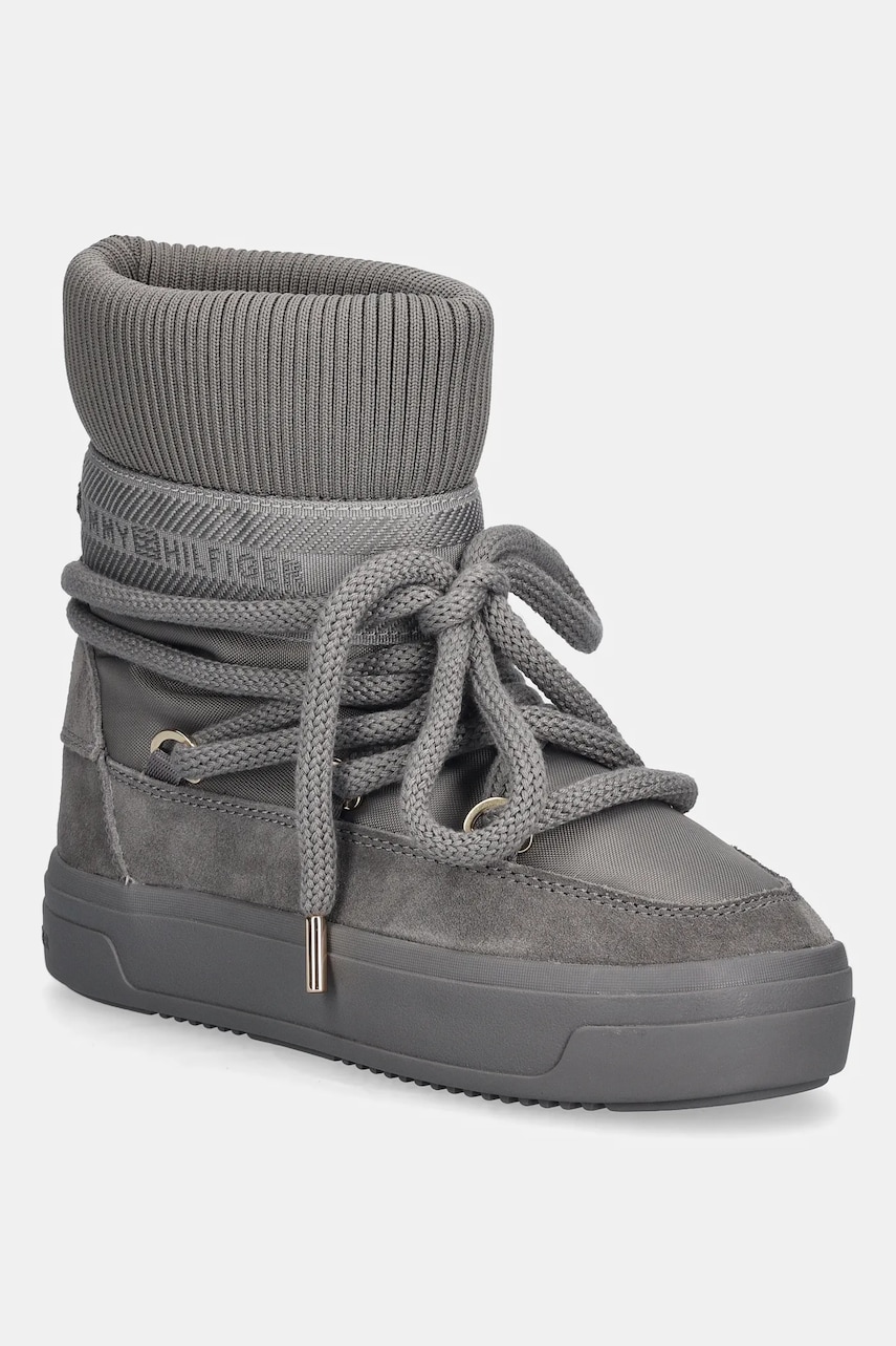 Levně Sněhule Tommy Hilfiger LOGOTAPE SNOWBOOT WARM šedá barva, FW0FW08998