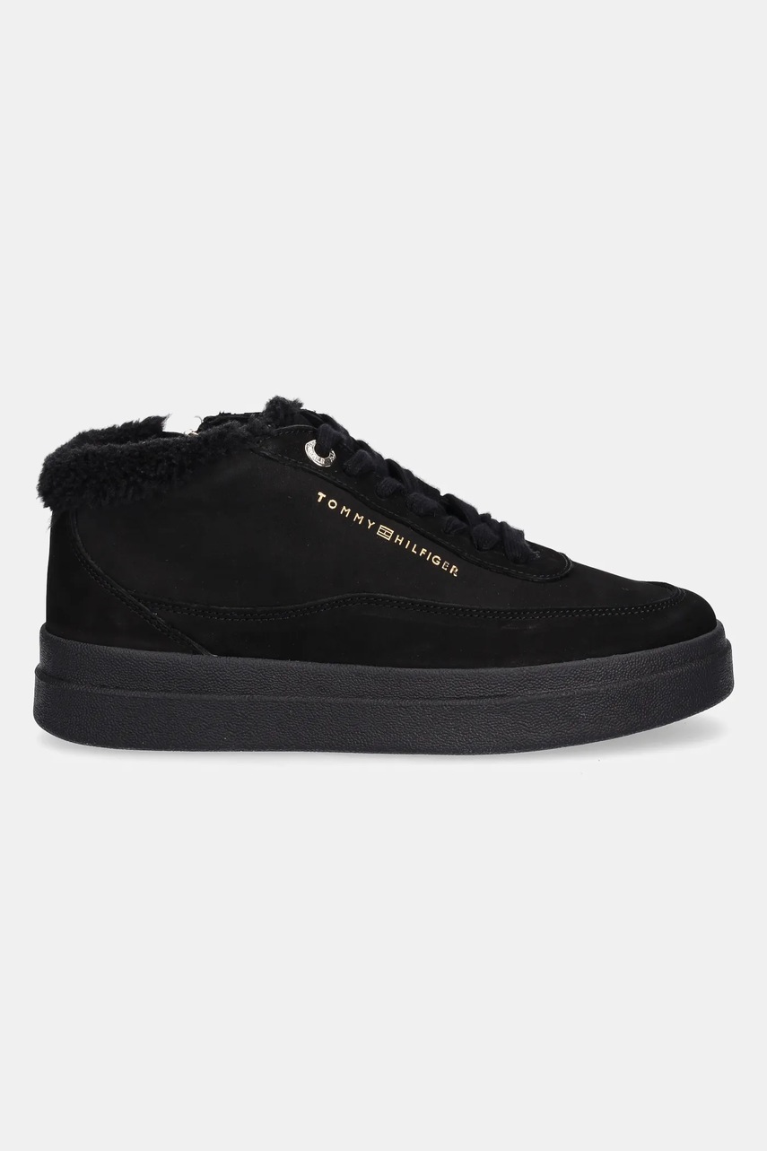 Кроссовки из нубука Tommy Hilfiger MODERN COURT SNEAKER MC WL цвет чёрный FW0FW09000 Кроссовки из нубука Tommy Hilfiger MODERN COURT SNEAKER MC WL цвет чёрный FW0FW09000