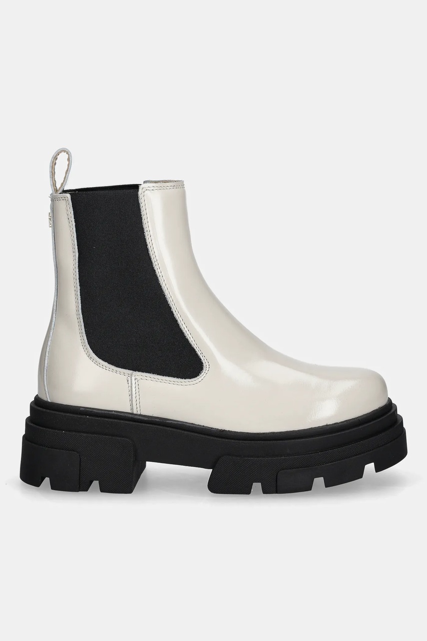 Δερμάτινες μπότες τσέλσι Tommy Hilfiger TH SHINY LEATHER CHELSEA γυναικεία, χρώμα: μπεζ, FW0FW09042 φωτογραφία