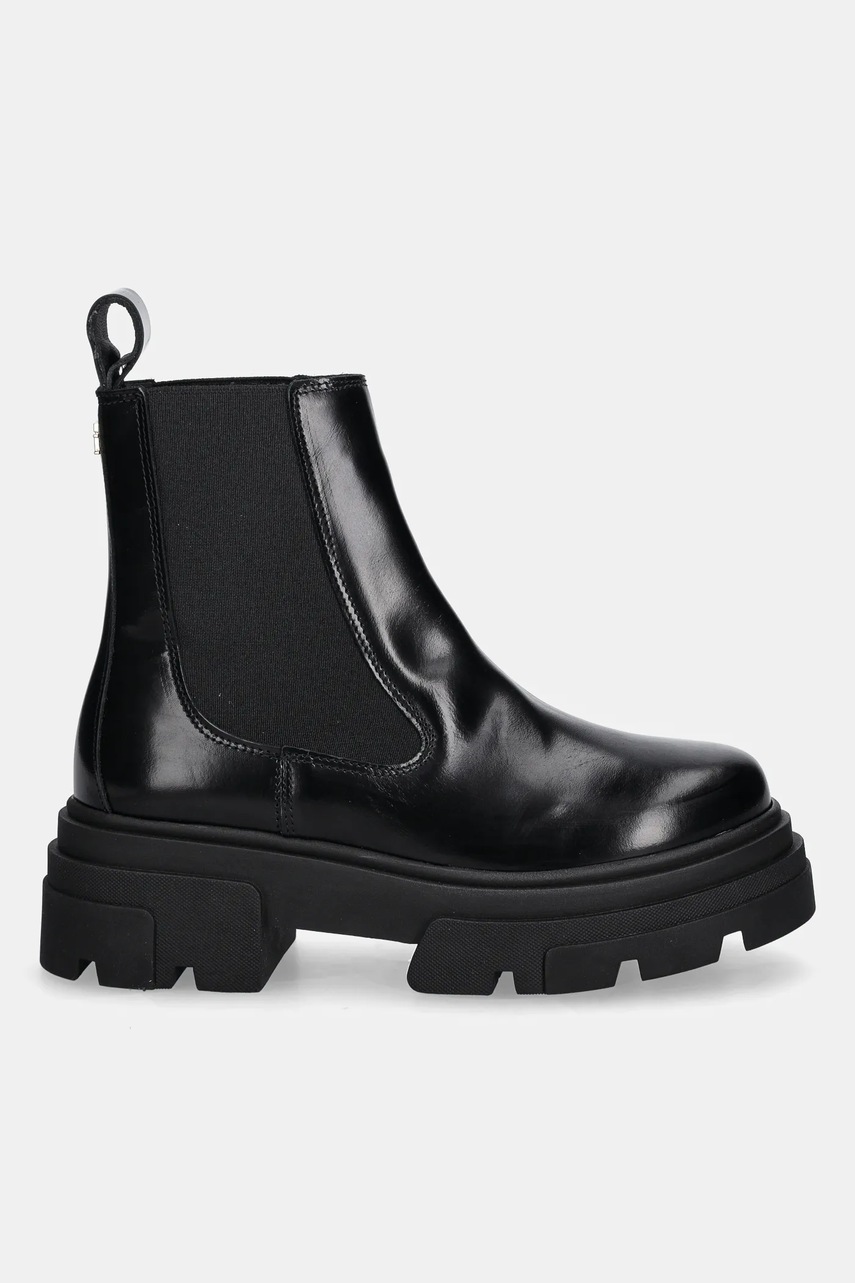 Δερμάτινες μπότες τσέλσι Tommy Hilfiger TH SHINY LEATHER CHELSEA γυναικεία, χρώμα: μαύρο, FW0FW09042 φωτογραφία