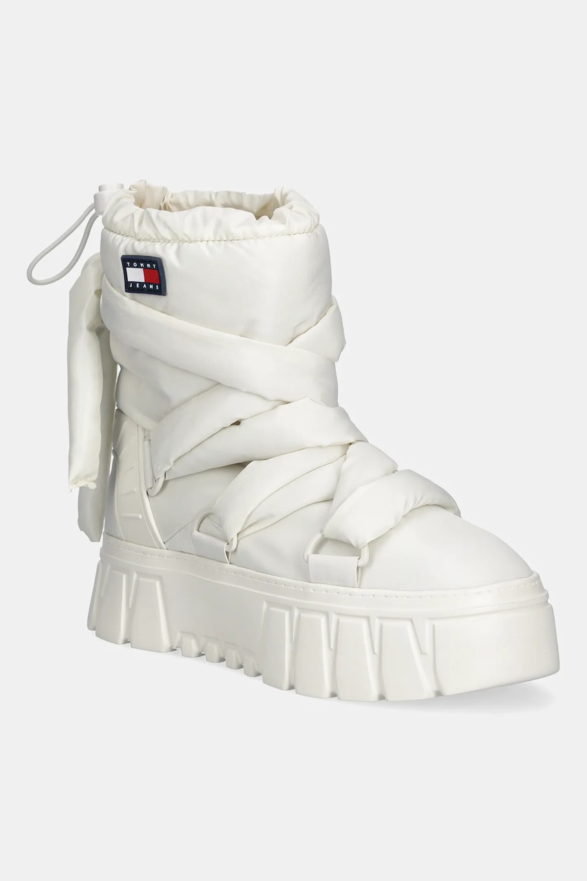 Tommy Jeans cizme de iarnă TJW CHUNKY SNOW BOOT NYLON culoarea bej, EN0EN02842