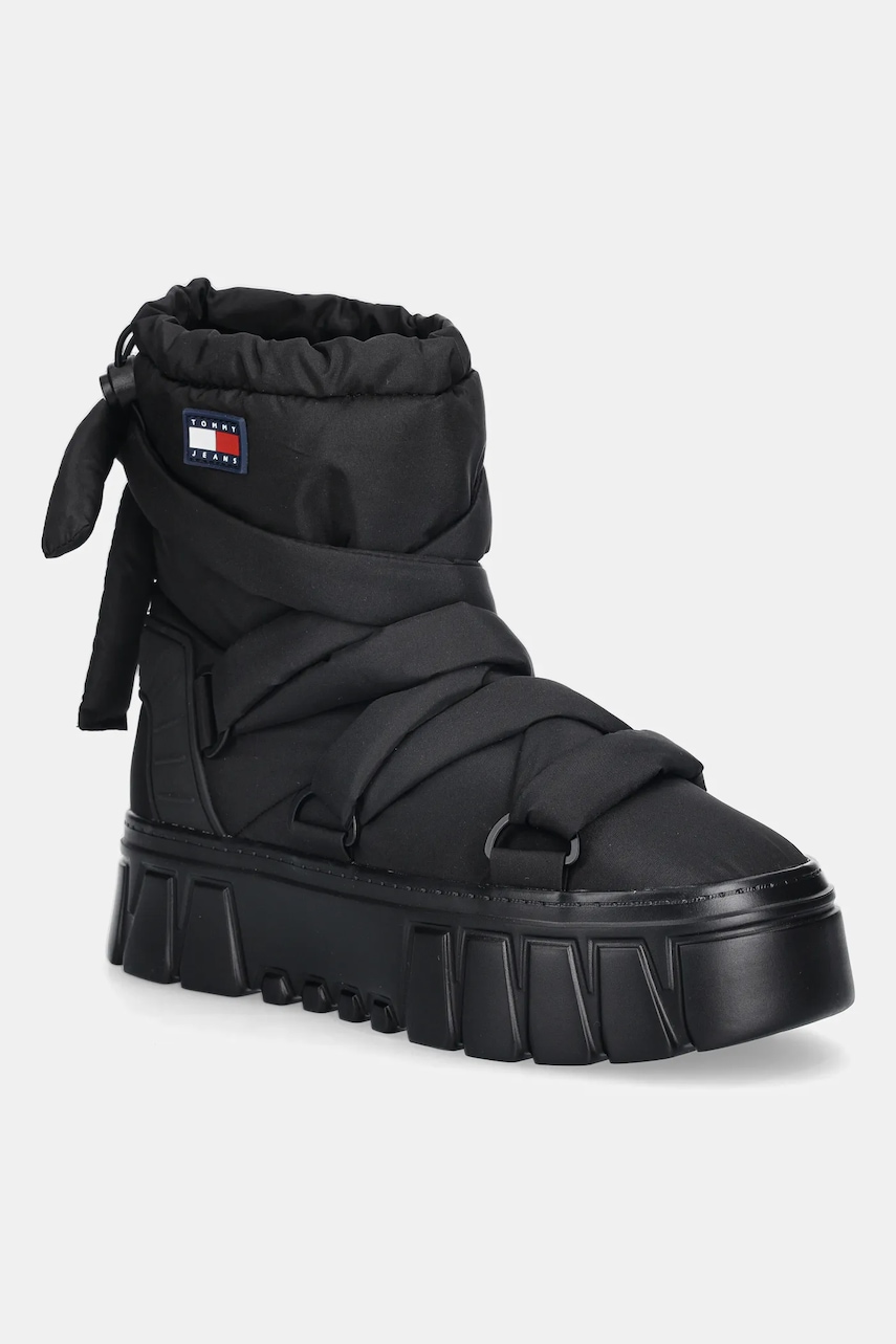 Tommy Jeans cizme de iarnă TJW CHUNKY SNOW BOOT NYLON culoarea negru, EN0EN02842