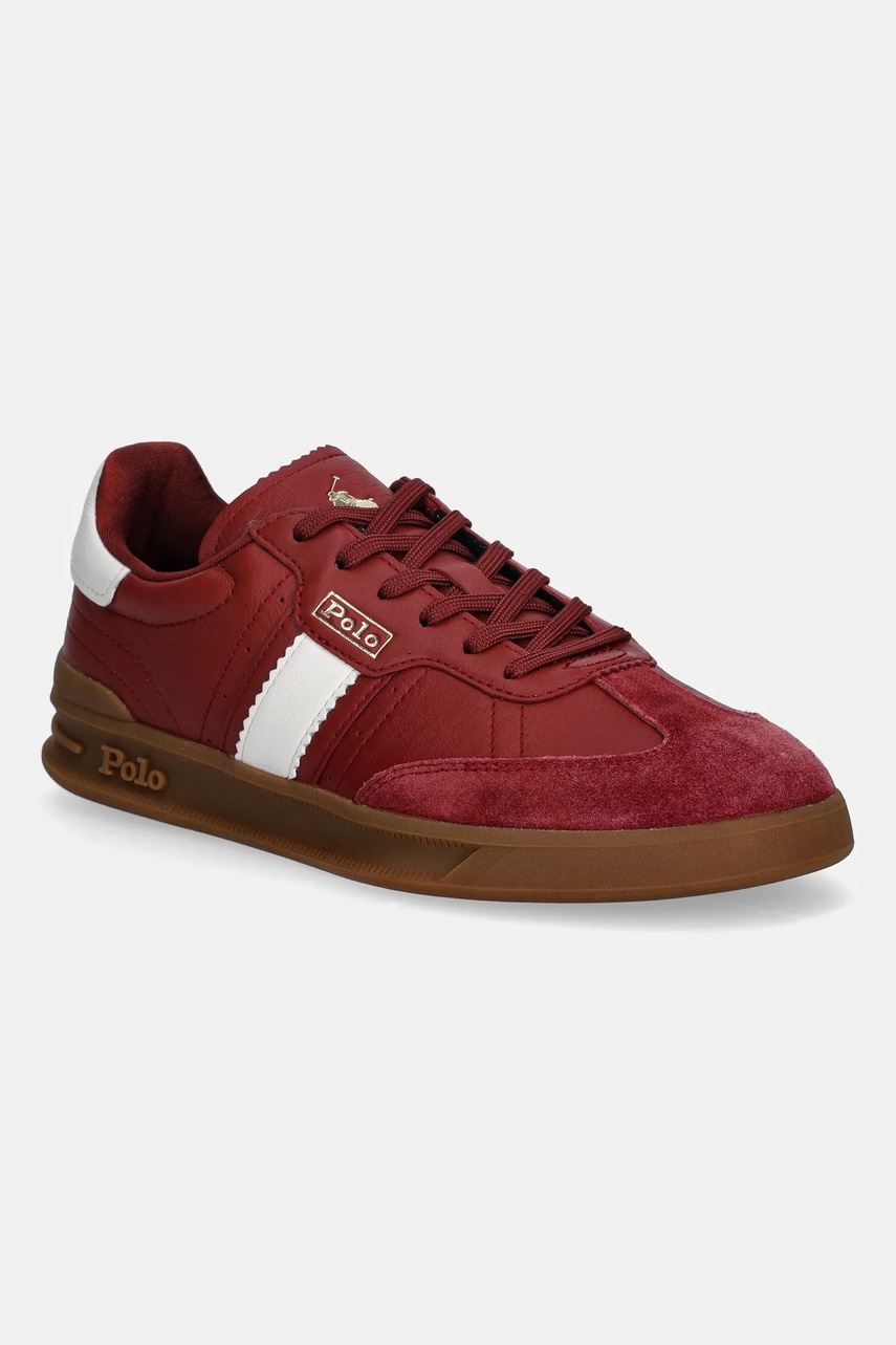 Levně Kožené tenisky Polo Ralph Lauren Htr Aera dámské, červená barva, 804956688005