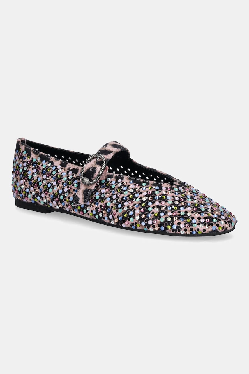 Kurt Geiger London balerini din piele întoarsă Mayfair Ballet Flat culoarea roz, 2656357289