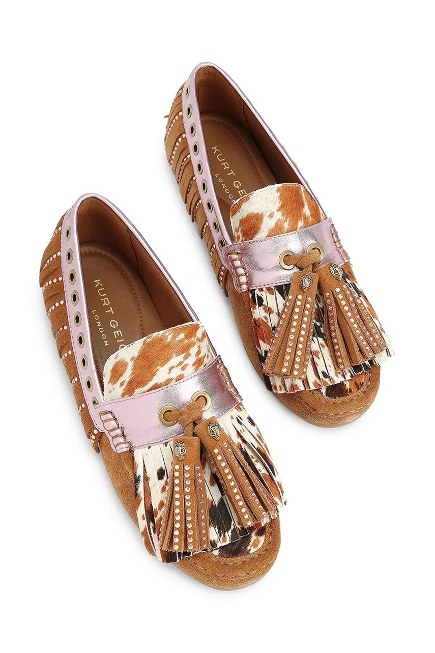 Замшевые мокасины Kurt Geiger London Tassel Fringe Moccasin цвет коричневый на плоском ходу 3494336219
