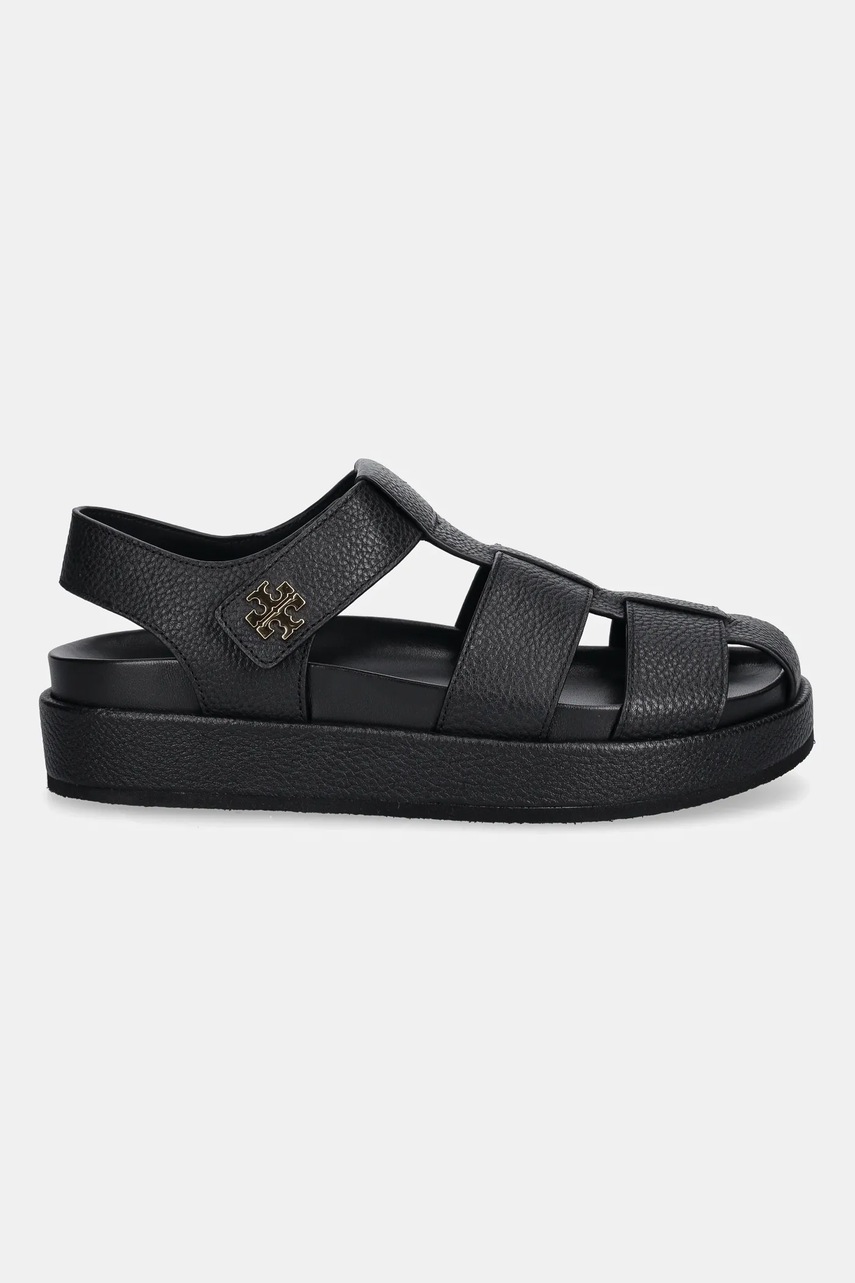 Кожаные сандалии Tory Burch Kira Fisherman Sport Sandal цвет чёрный на платформе 170584-006 Кожаные сандалии Tory Burch Kira Fisherman Sport Sandal цвет чёрный на платформе 170584-006