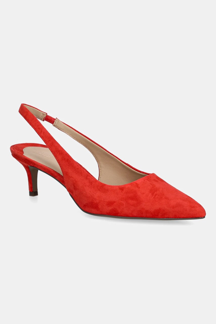 Levně Semišové lodičky Lauren Ralph Lauren Lolah II červená barva, 802959263005