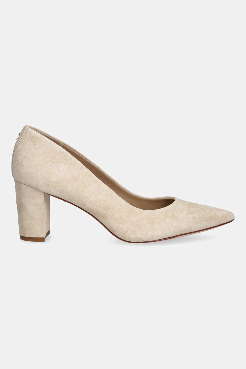 Замшевые туфли Lauren Ralph Lauren Lanette Blkh цвет бежевый каблук кирпичик 802967743003