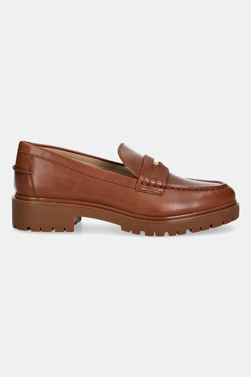 Кожаные мокасины Lauren Ralph Lauren Marli цвет коричневый на платформе 802967752002 Кожаные мокасины Lauren Ralph Lauren Marli цвет коричневый на платформе 802967752002