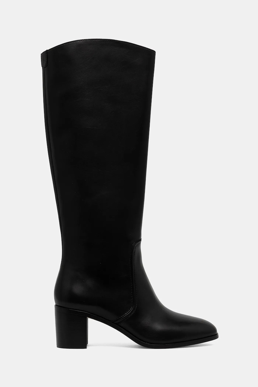 Кожаные сапоги Lauren Ralph Lauren Charly цвет чёрный каблук кирпичик 802967813001 Кожаные сапоги Lauren Ralph Lauren Charly цвет чёрный каблук кирпичик 802967813001