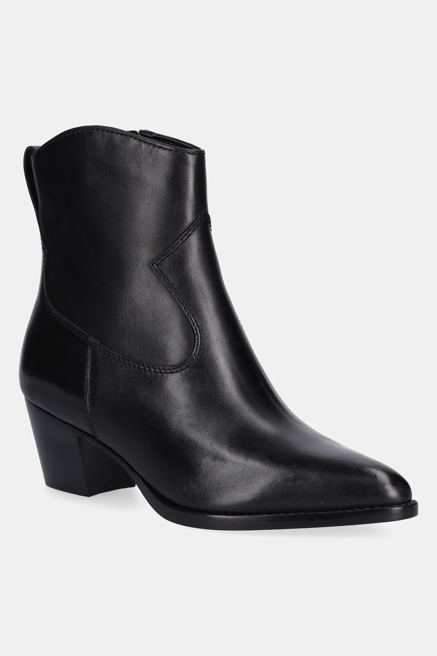 Levně Kožené kotníkové boty Lauren Ralph Lauren Harpher dámské, černá barva, na podpatku, 802967822001