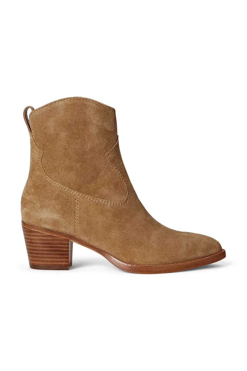 Lauren Ralph Lauren botki zamszowe Harpher damskie kolor brązowy na słupku 802974389001
