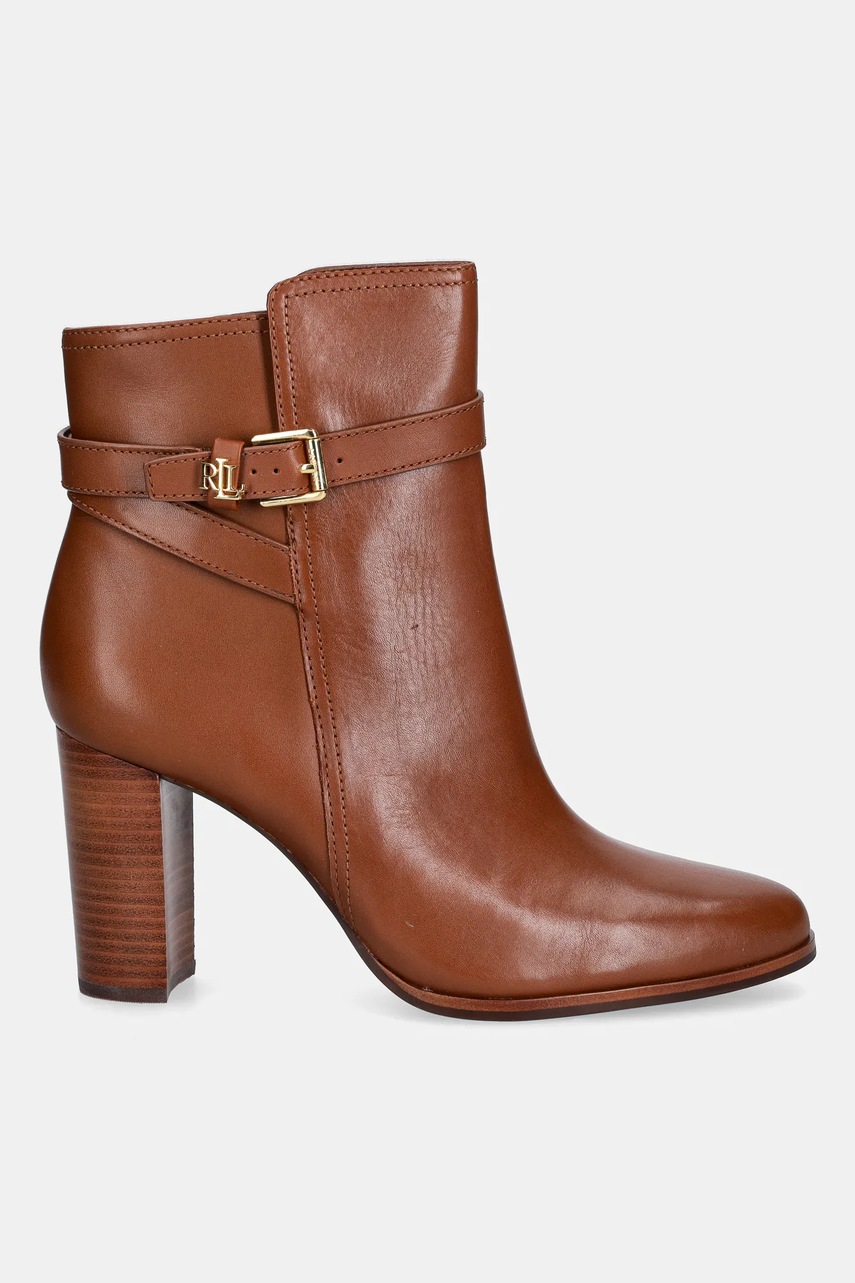 Кожаные полусапожки Lauren Ralph Lauren Brke Bt Hl 2 цвет коричневый каблук кирпичик 802974475001