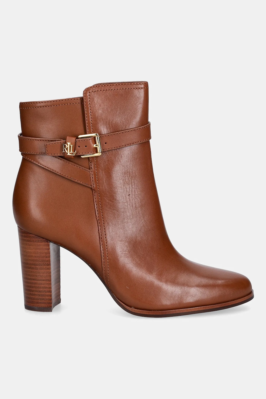 Кожаные полусапожки Lauren Ralph Lauren Brke Bt Hl 2 цвет коричневый каблук кирпичик 802974475001 Кожаные полусапожки Lauren Ralph Lauren Brke Bt Hl 2 цвет коричневый каблук кирпичик 802974475001