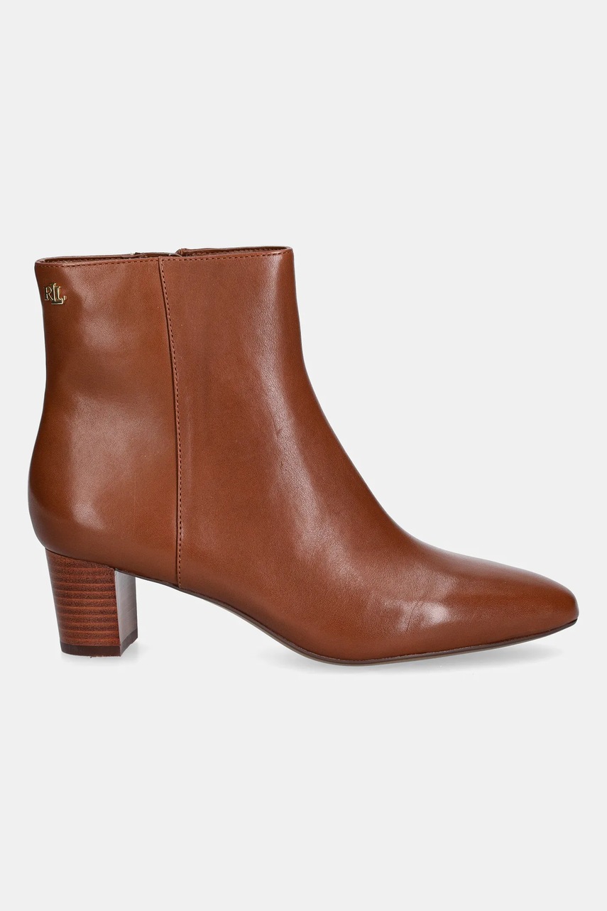 Кожаные полусапожки Lauren Ralph Lauren Demi цвет коричневый каблук кирпичик 802974503001