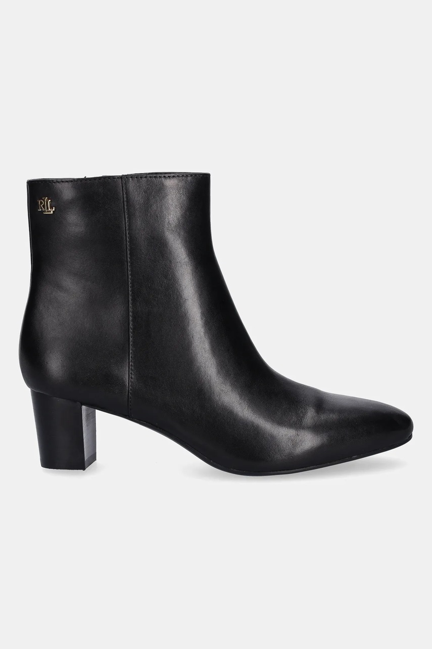 Кожаные полусапожки Lauren Ralph Lauren Demi цвет чёрный каблук кирпичик 802967842001