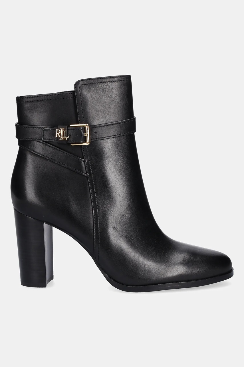 Кожаные полусапожки Lauren Ralph Lauren Brke Bt Hl 2 цвет чёрный каблук кирпичик 802974474001