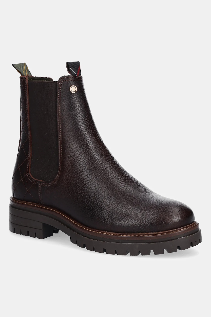 Barbour ghete chelsea de piele Evie culoarea maro, cu toc plat, LFO0575BR96