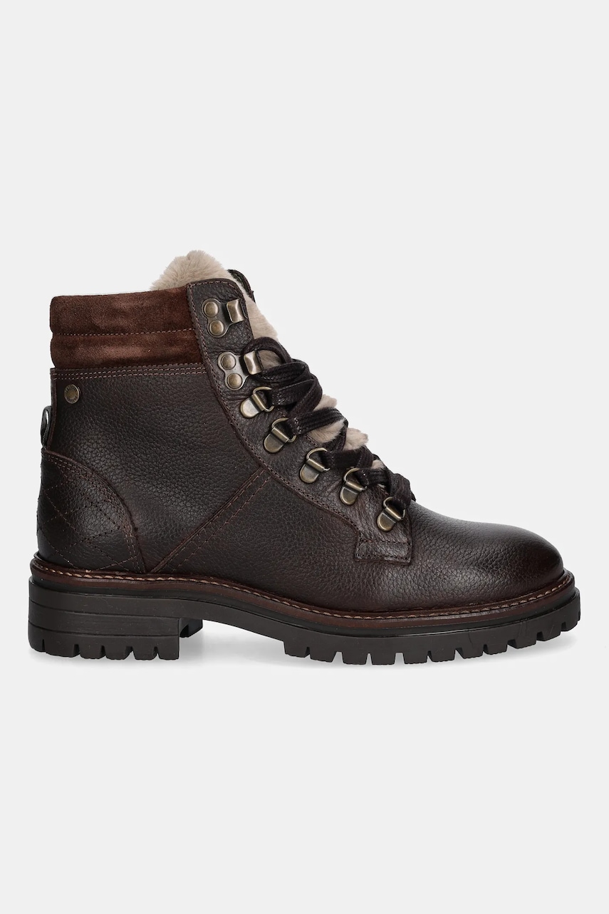 Кожаные полусапожки Barbour Bamburgh цвет коричневый на плоском ходу с утеплением LFO0770BR96 Кожаные полусапожки Barbour Bamburgh цвет коричневый на плоском ходу с утеплением LFO0770BR96