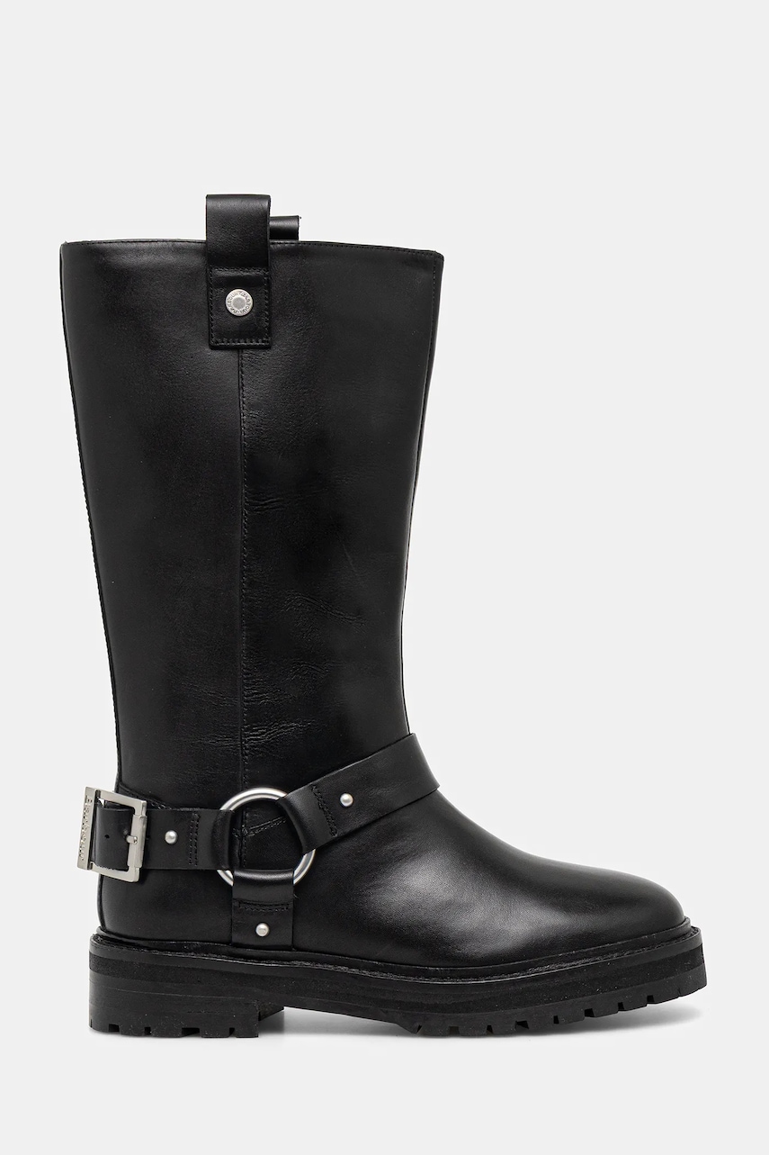 Barbour ghete de piele Freya culoarea negru, cu toc plat, LFO0779BK91