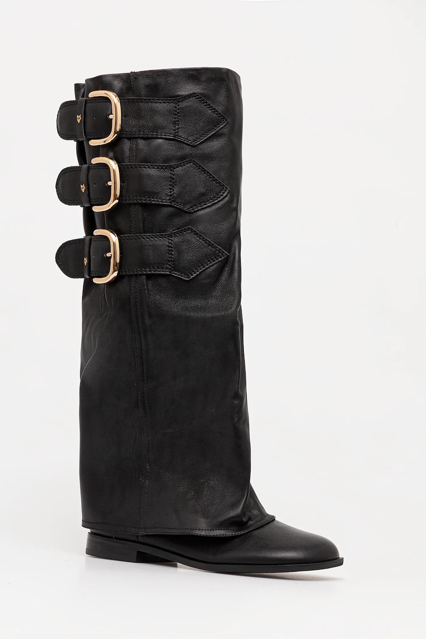 Naked Wolfe ghete de piele Anchor culoarea negru, cu toc plat, izolare usoara, Anchor Black Leather