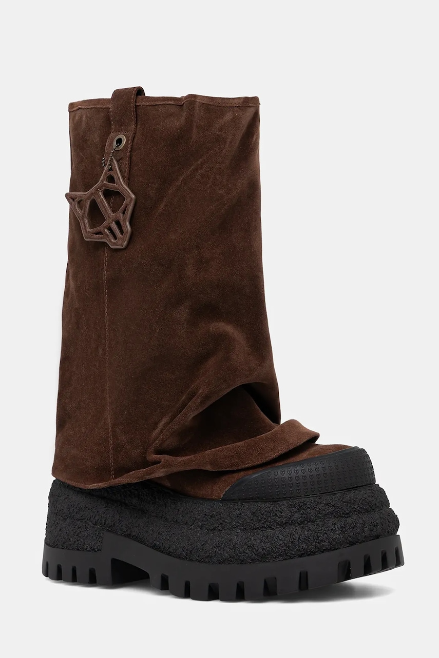 Naked Wolfe cizme din piele întoarsă Disturb culoarea maro, cu platformă, Disturb Chocolate Suede