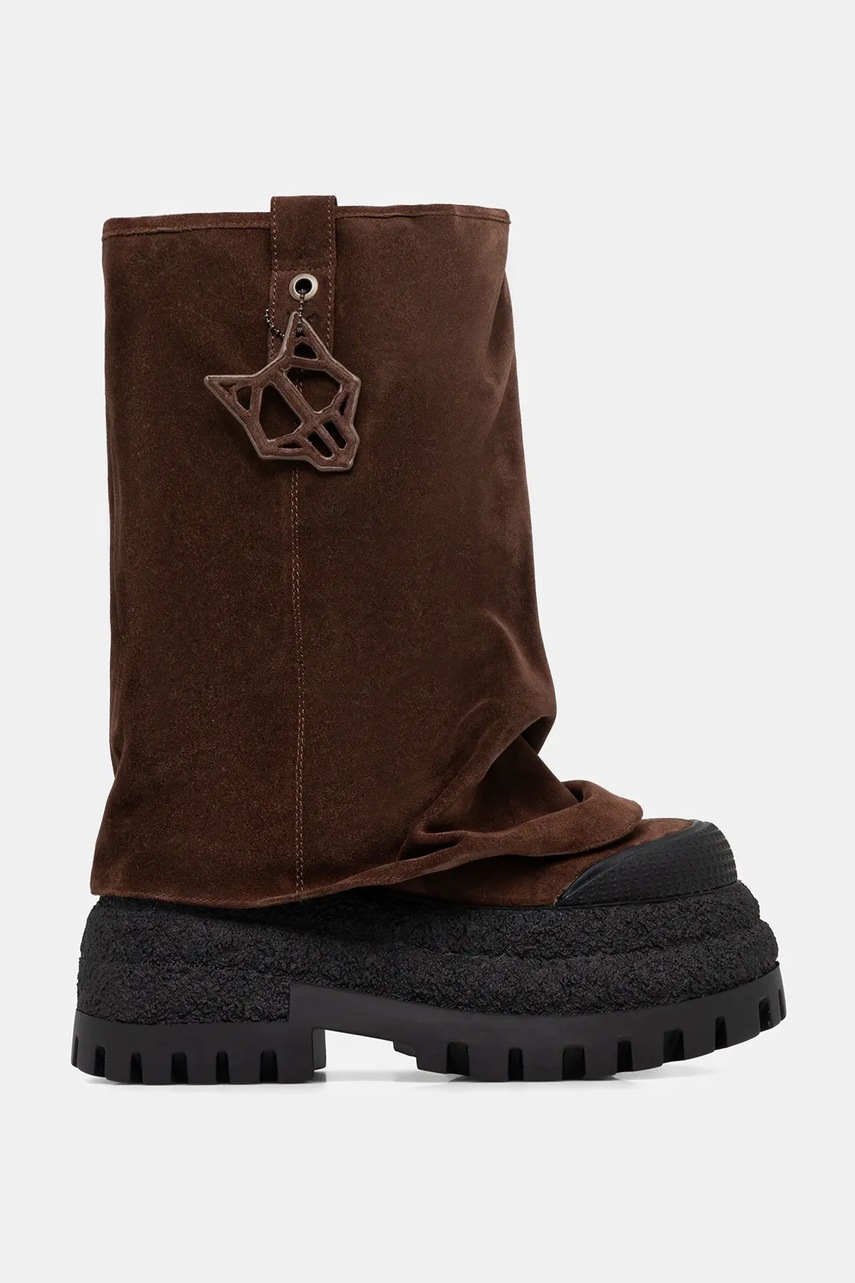 Замшевые сапоги Naked Wolfe Disturb цвет коричневый на платформе Disturb Chocolate Suede