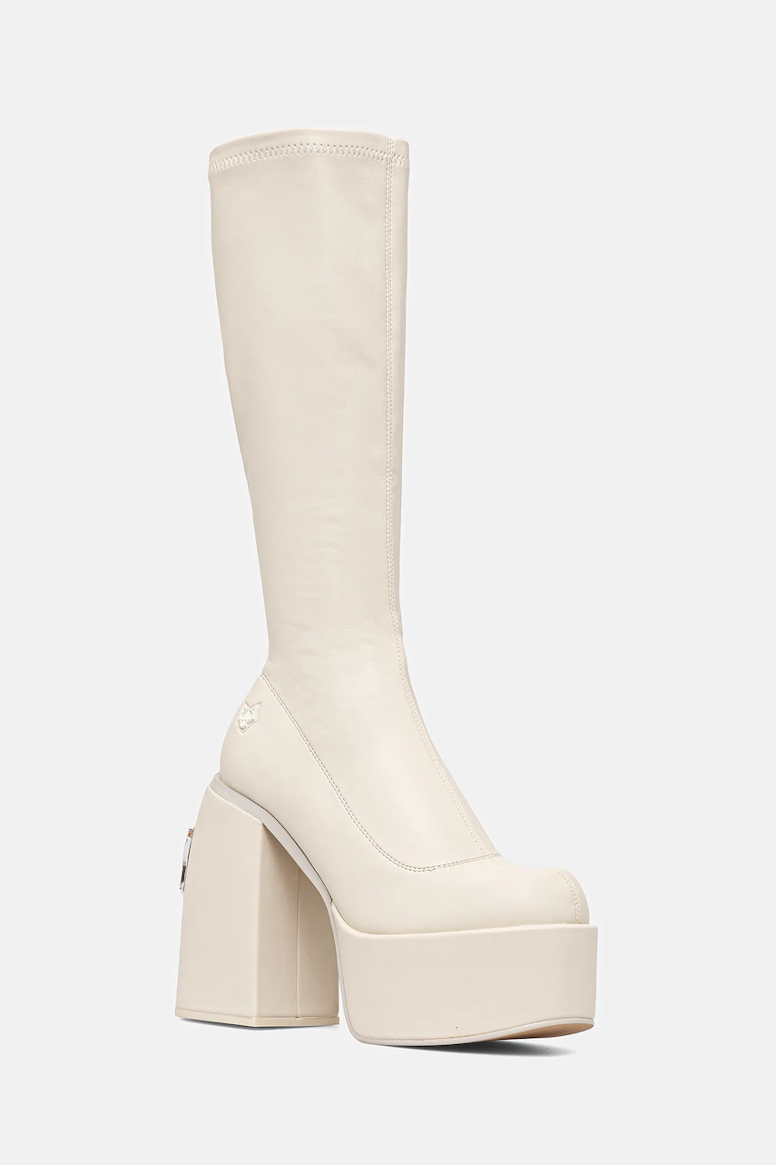 Naked Wolfe cizme Spice culoarea bej, cu toc drept, izolare usoara, Spice Chalk
