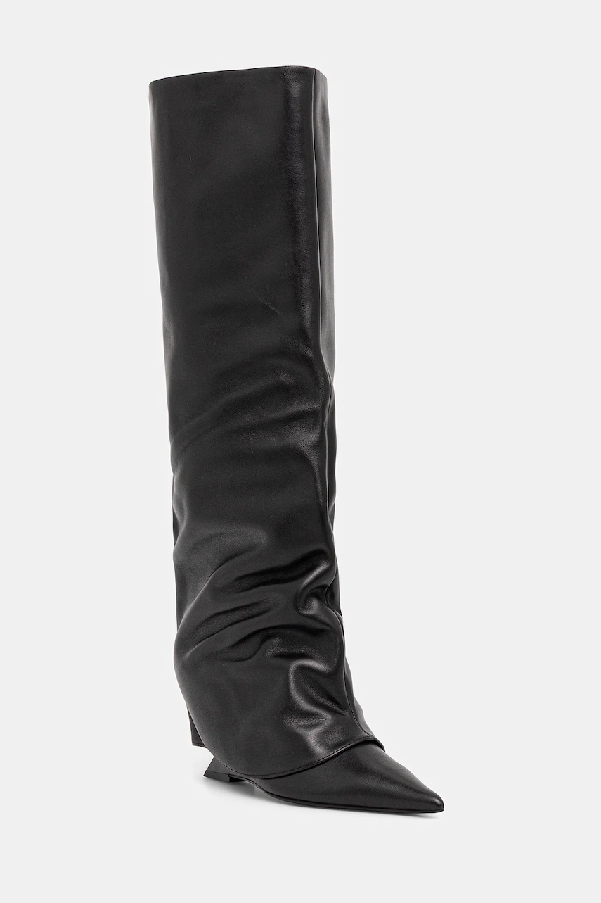 Naked Wolfe cizme de piele Stated culoarea negru, toc pana, Stated Black Leather
