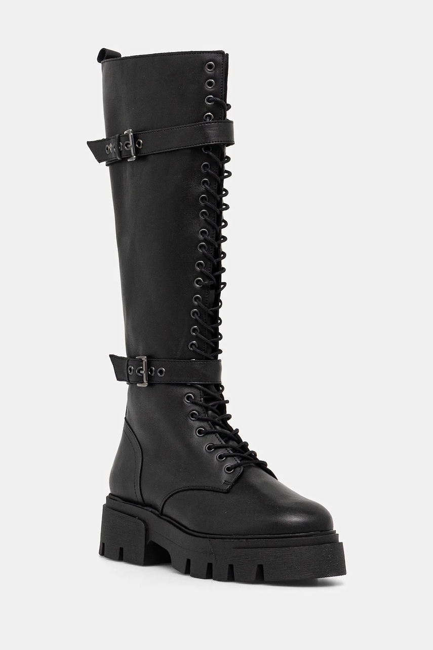 Bianco ghete de piele BIAMIA culoarea negru, cu platforma, 11302219