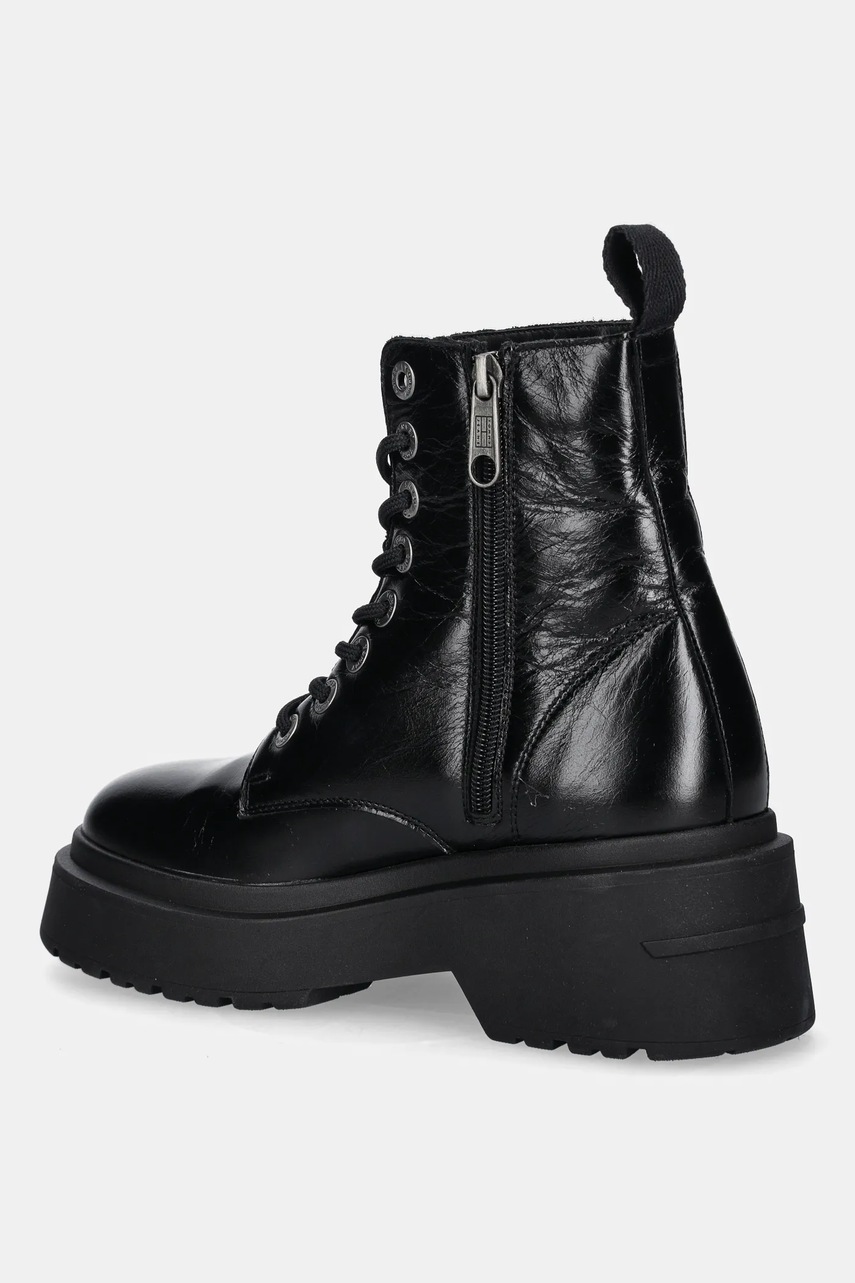Δερμάτινα workers Tommy Jeans TJW CHUNKY SHINY LEATHER BOOT χρώμα: μαύρο, EN0EN02848 φωτογραφία