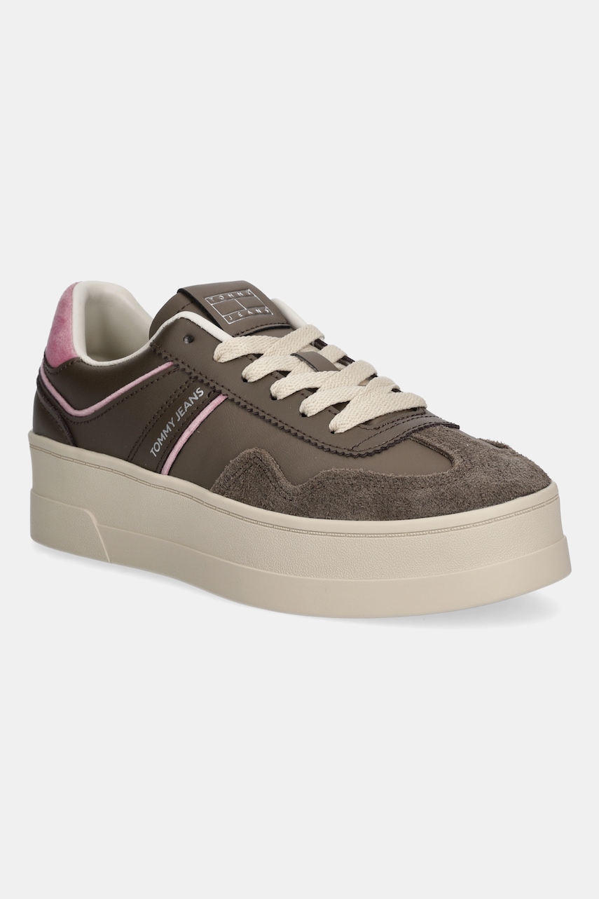 Tommy Jeans sneakers THE GREENWICH FLATFORM culoarea maro, EN0EN02902