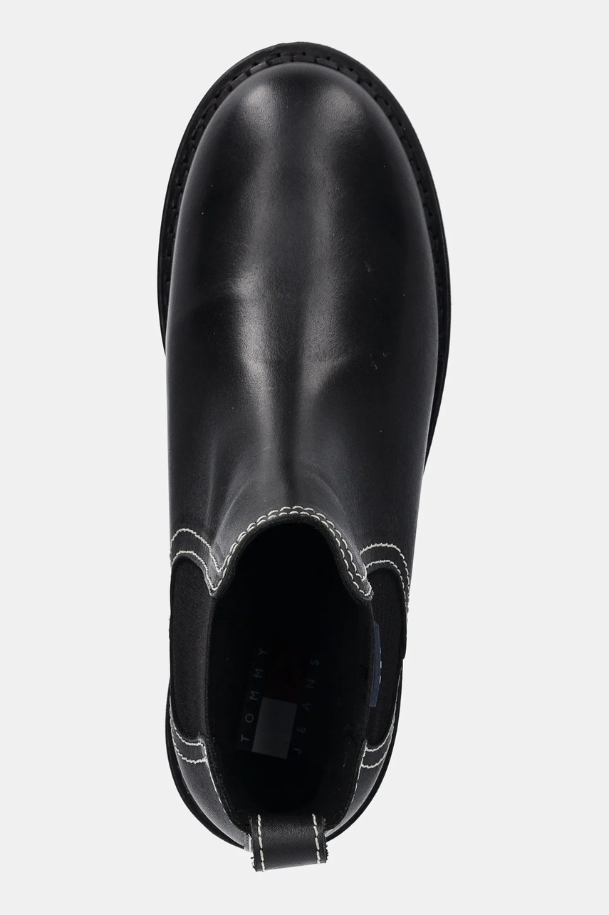 Δερμάτινες μπότες τσέλσι Tommy Jeans TJW URBAN CHELSEA BOOT γυναικείες, χρώμα: μαύρο, EN0EN02908 φωτογραφία
