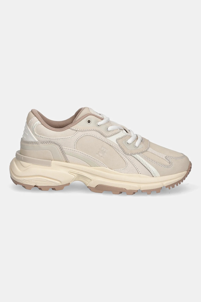 Кожаные кроссовки Tommy Hilfiger SPORTY PREMIUM RUNNER цвет бежевый FW0FW08841 Кожаные кроссовки Tommy Hilfiger SPORTY PREMIUM RUNNER цвет бежевый FW0FW08841