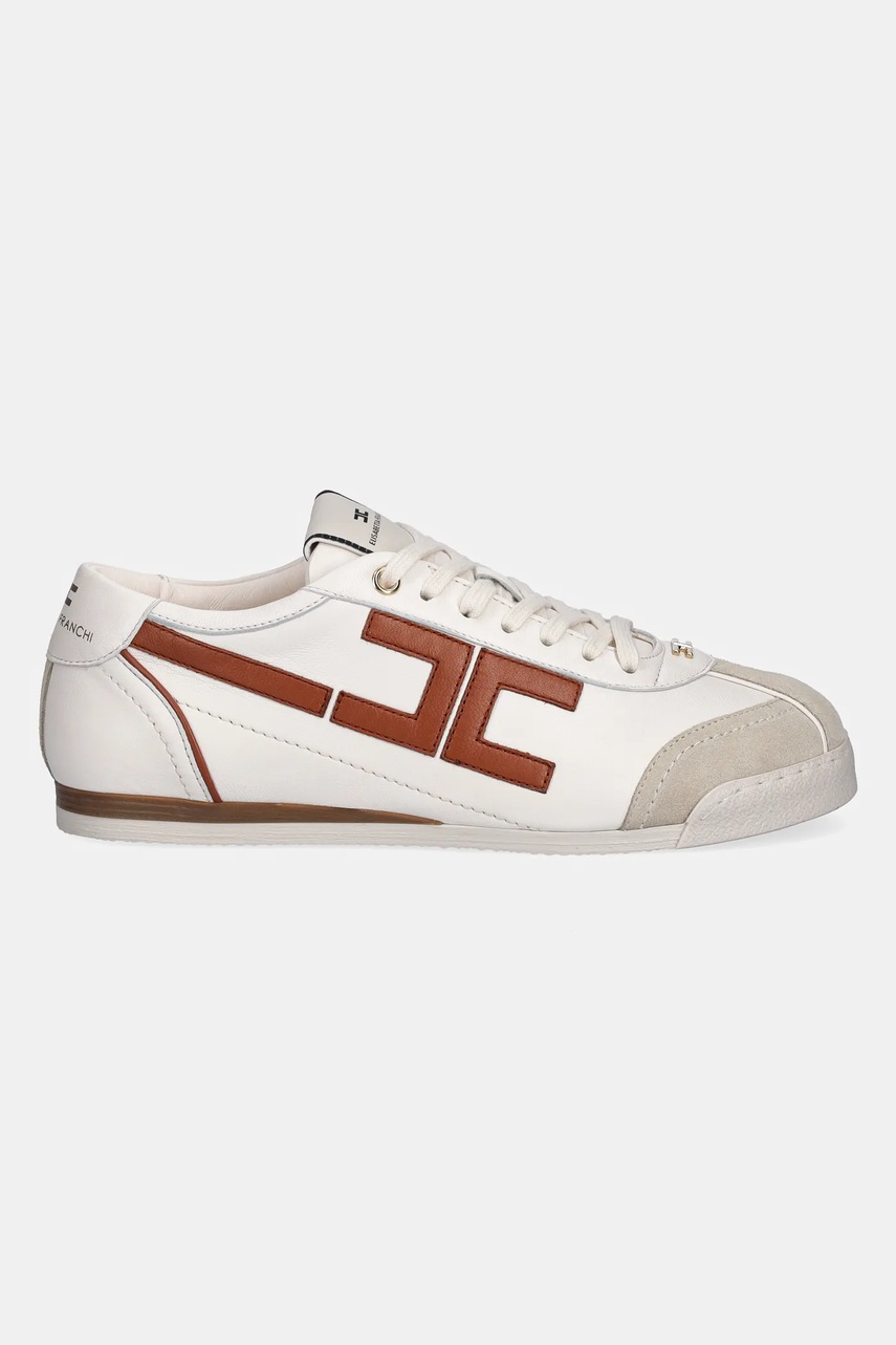 Кожаные кроссовки Elisabetta Franchi цвет бежевый SA82G56E2