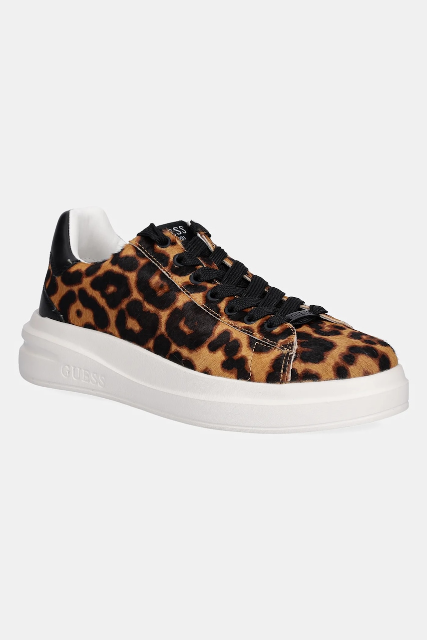 Levně Kožené tenisky Guess ELBINA8 dámské, hnědá barva, FLTEL8 LEA12