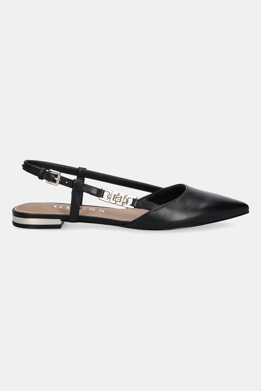 Кожаные балетки Guess FRANIE цвет чёрный открытая пятка FLTFRA LEA05