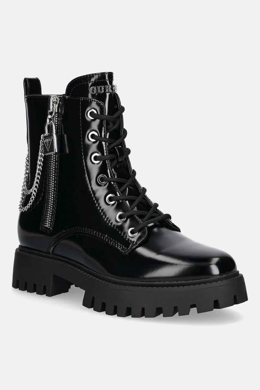 Levně Nízké kozačky Guess FIORELO dámské, černá barva, na plochém podpatku, FLTFRO ELE10