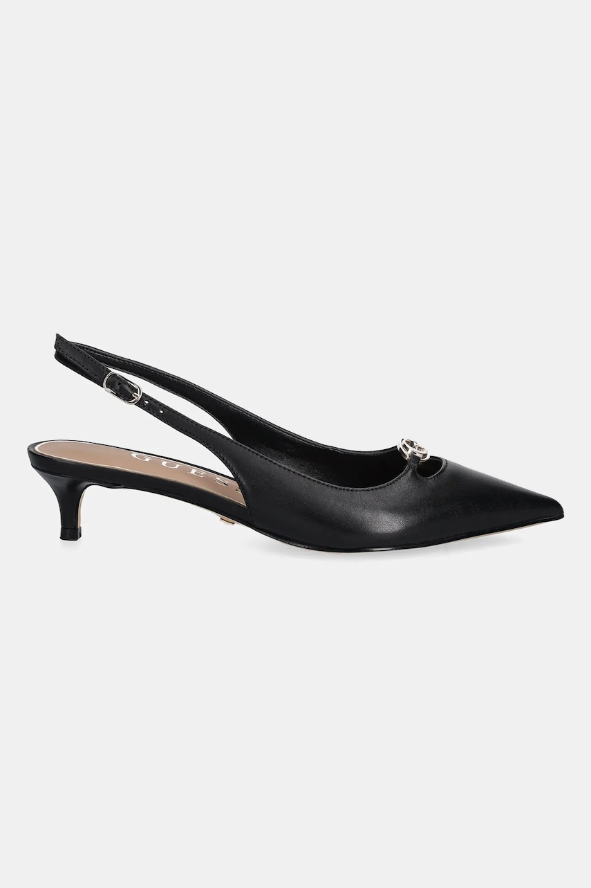 Кожаные туфли Guess JESSAH цвет чёрный низкий каблук открытая пятка FLTJES LEA05 Кожаные туфли Guess JESSAH цвет чёрный низкий каблук открытая пятка FLTJES LEA05
