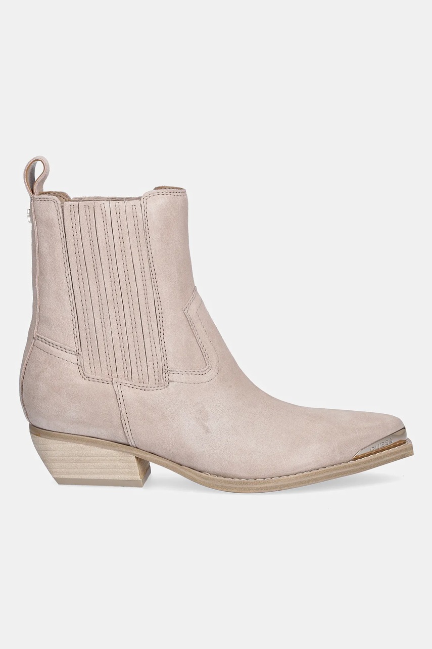 Замшевые ботинки Guess LANNA2 цвет бежевый каблук кирпичик FLTLN2 SUE10