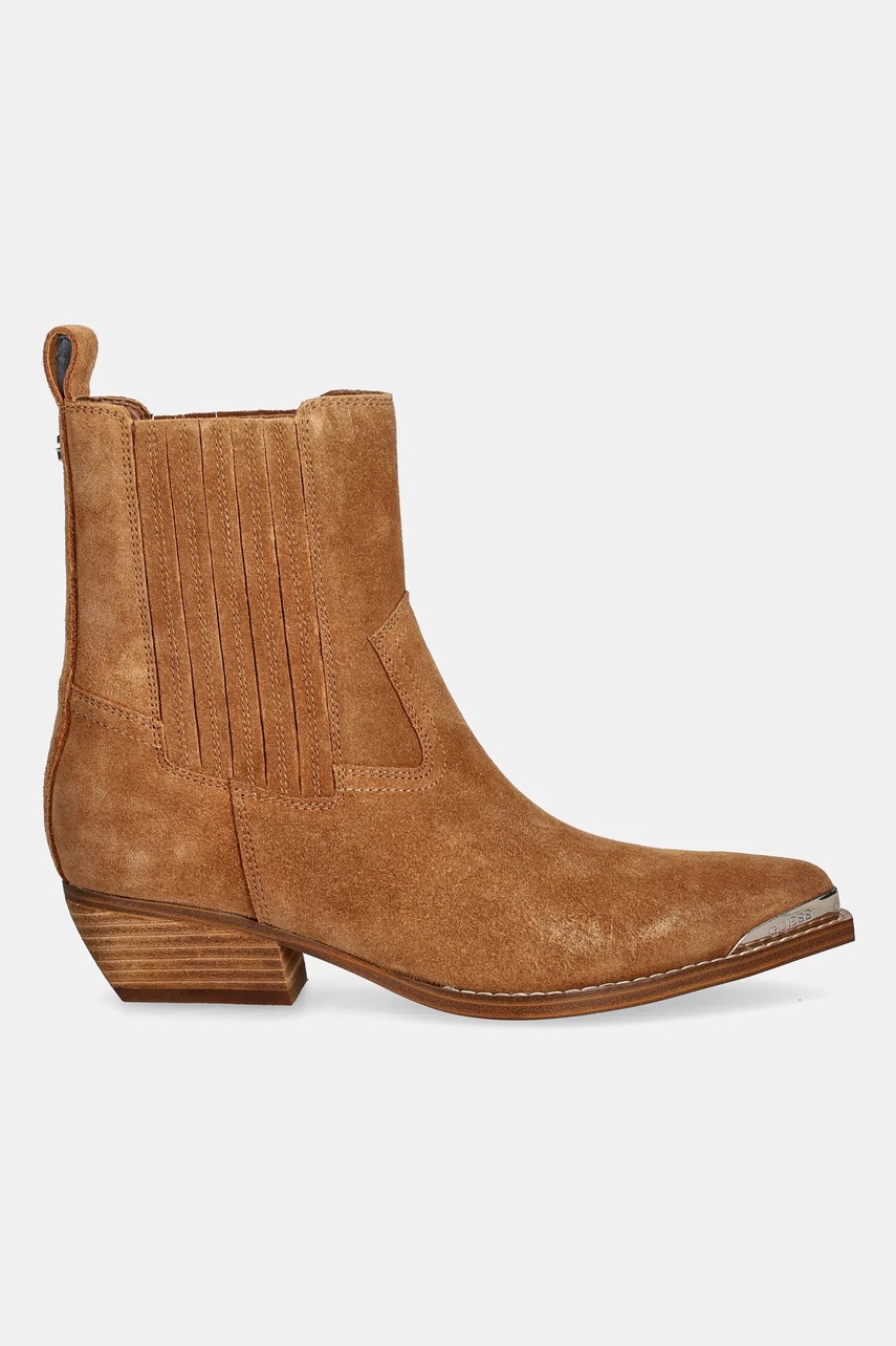 Замшевые ботинки Guess LANNA2 цвет коричневый каблук кирпичик FLTLN2 SUE10