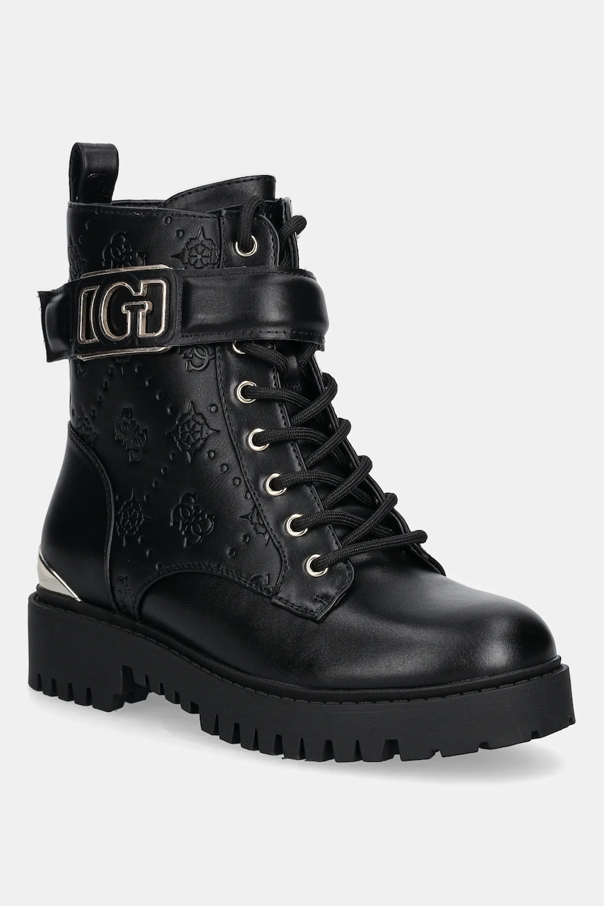 Nízké kozačky Guess ORANDA2 dámské, černá barva, na plochém podpatku, FLTORA FAL10