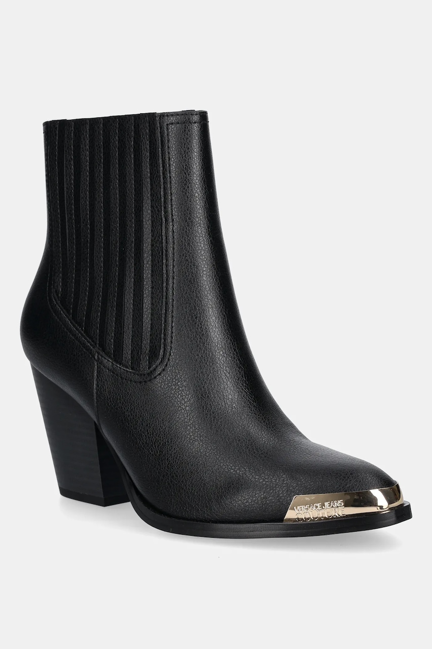 Versace Jeans Couture cizme de piele culoarea negru, cu toc drept, 79VA3S26 ZPB68 899