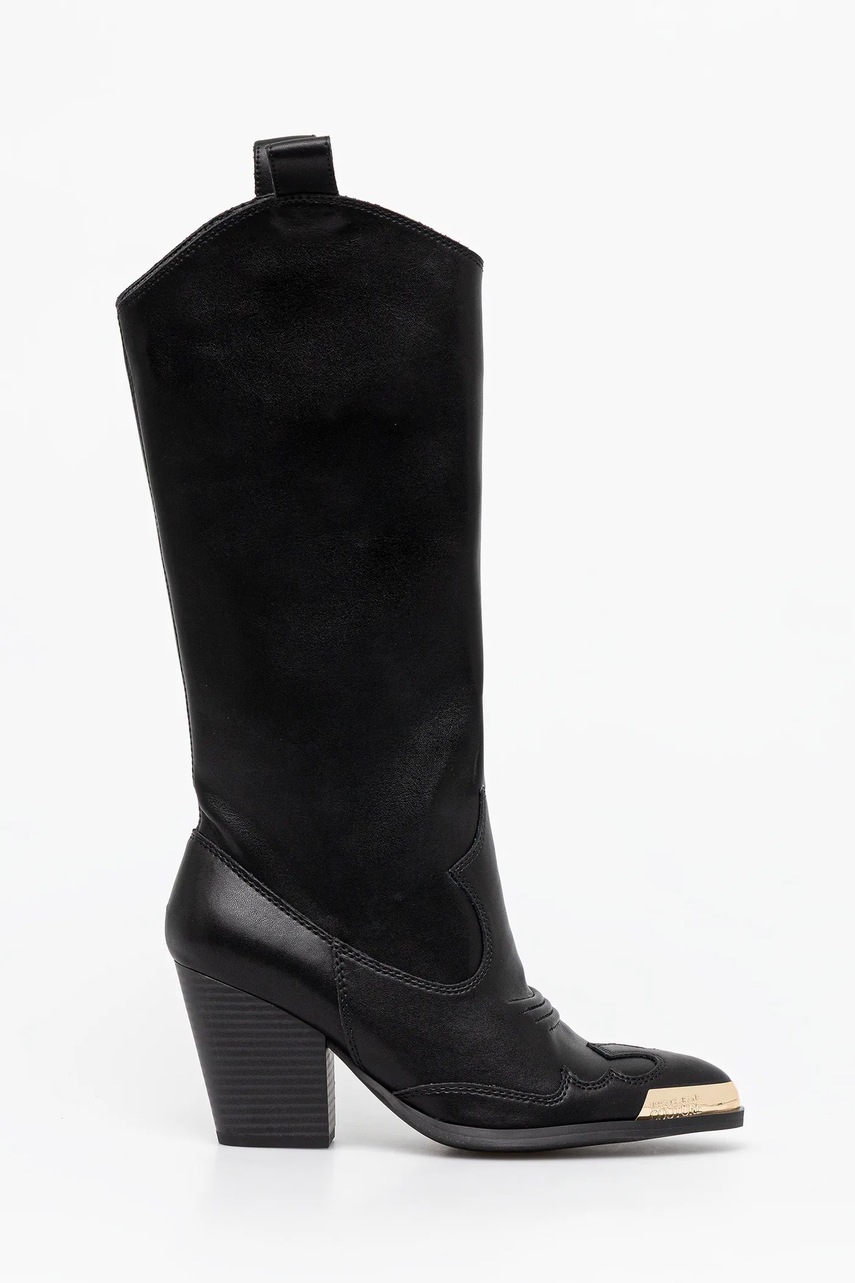 Кожаные сапоги Versace Jeans Couture цвет чёрный каблук кирпичик 79VA3S12 ZPB68 899