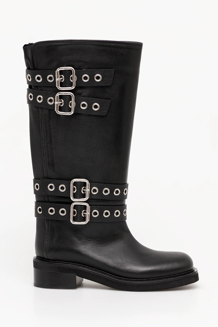 Кожаные сапоги Le Silla Stivale Harley цвет чёрный на плоском ходу 1848C040MGPPCHI294