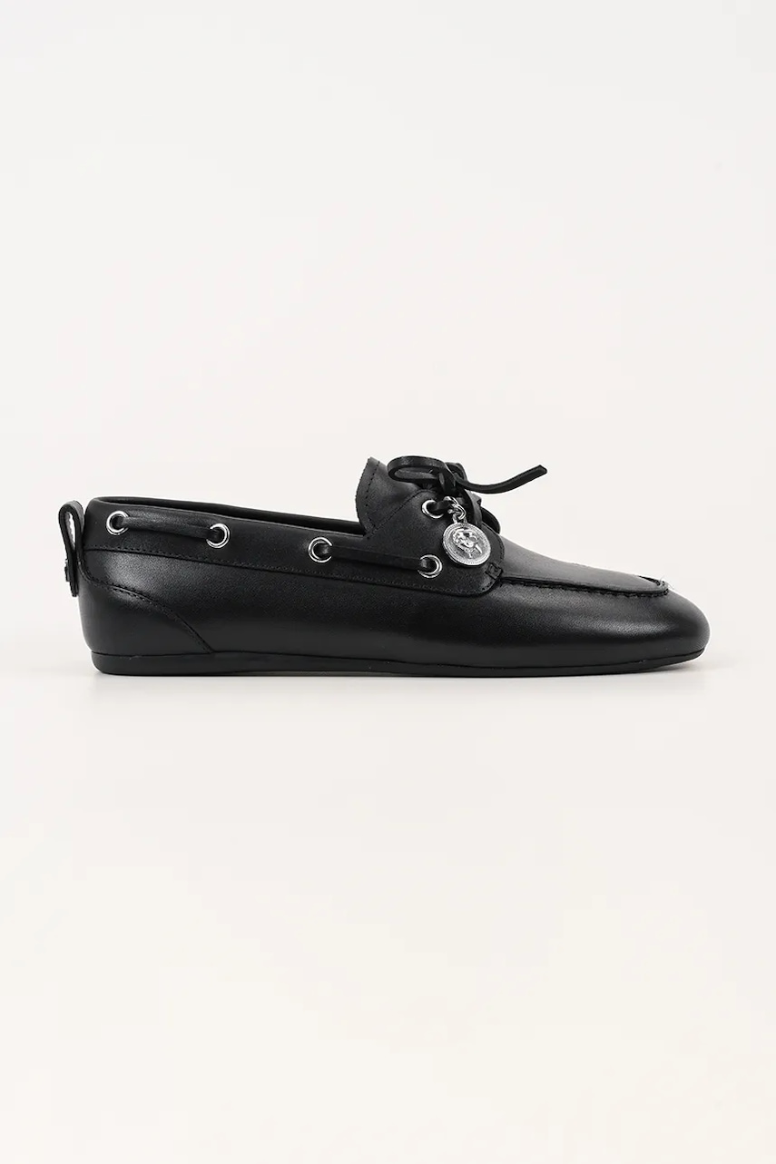 Karl Lagerfeld mocasini de piele MARLEE culoarea negru, cu toc plat, KL41325