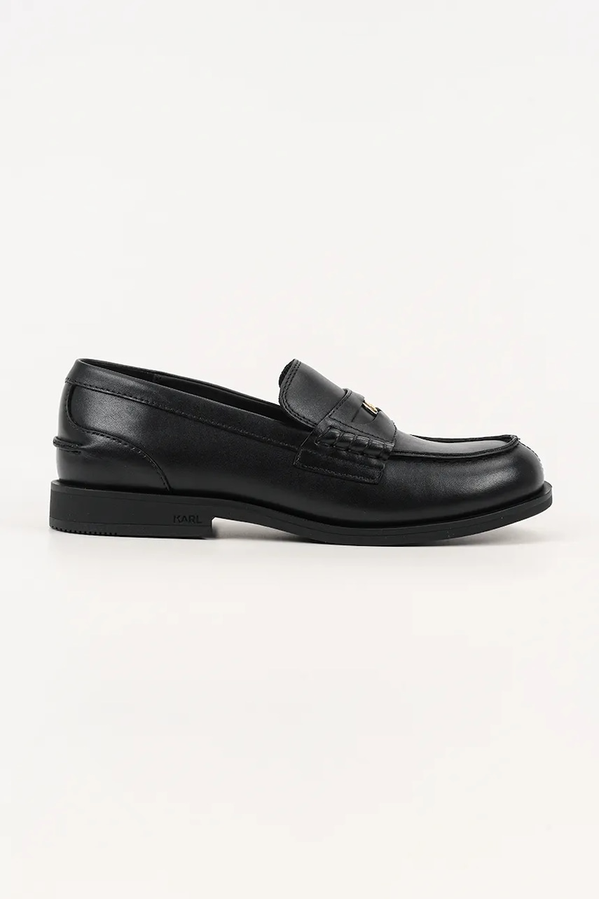 Karl Lagerfeld mocasini de piele MIA culoarea negru, cu toc plat, KL42125