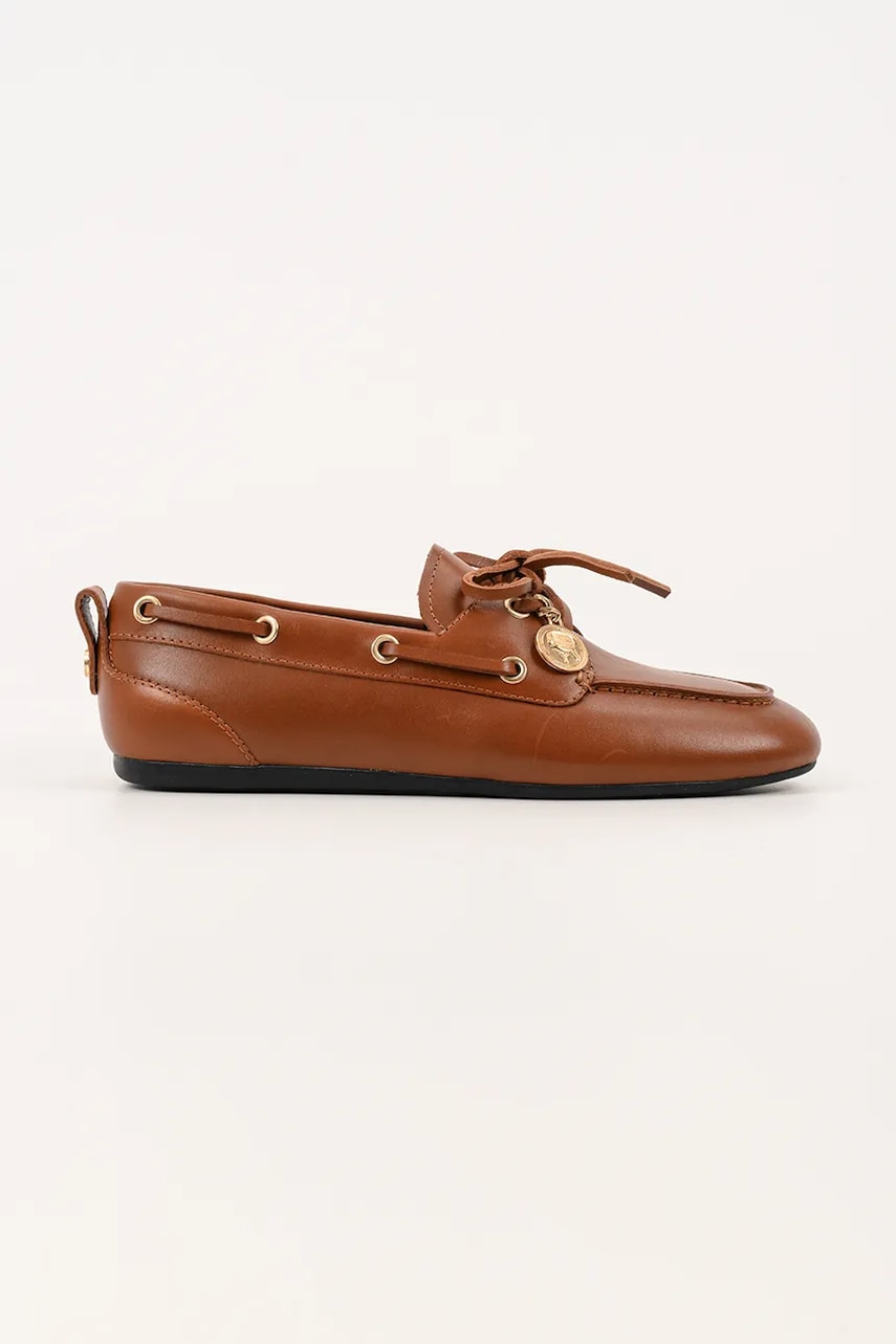 Karl Lagerfeld mocasini de piele MARLEE culoarea maro, cu toc plat, KL41325