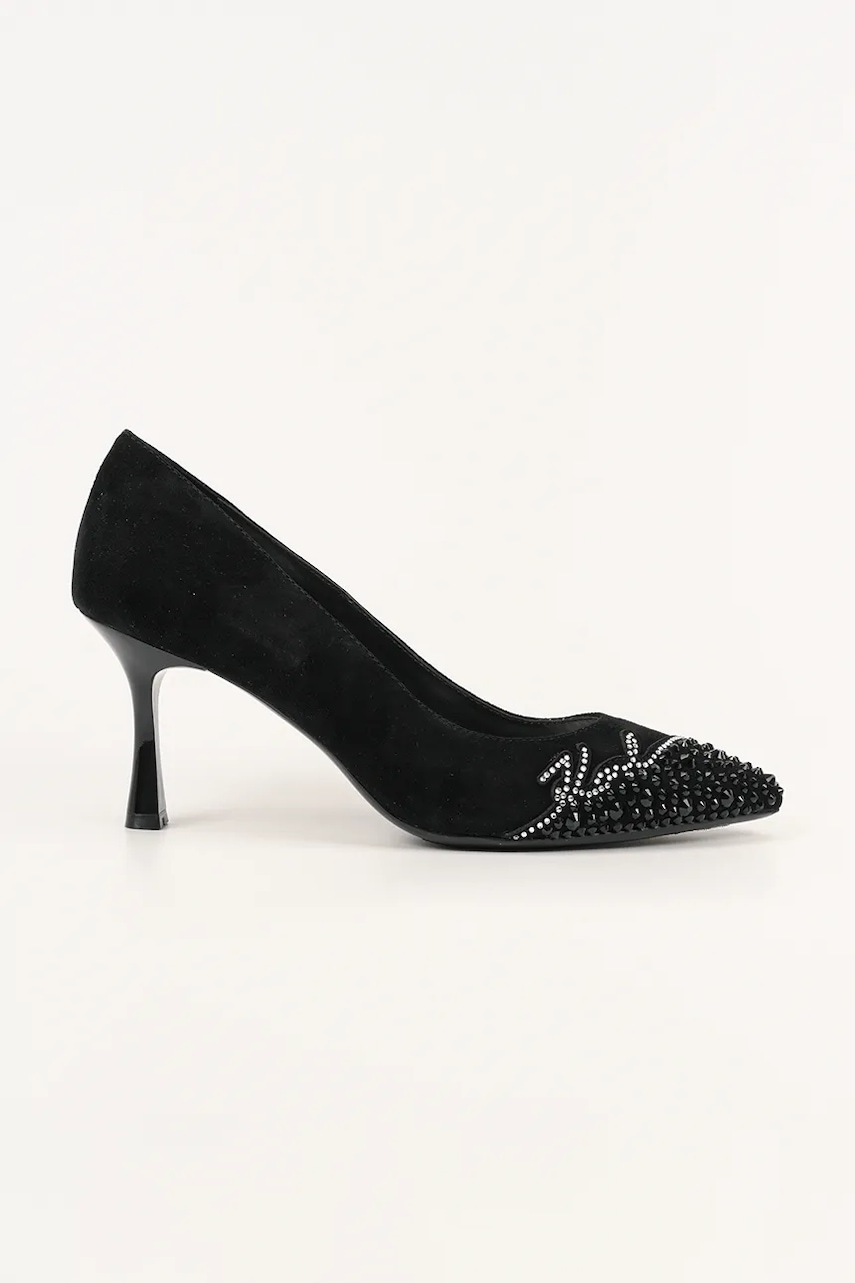 Karl Lagerfeld tocuri din piele întoarsă SIENNA culoarea negru, KL32712