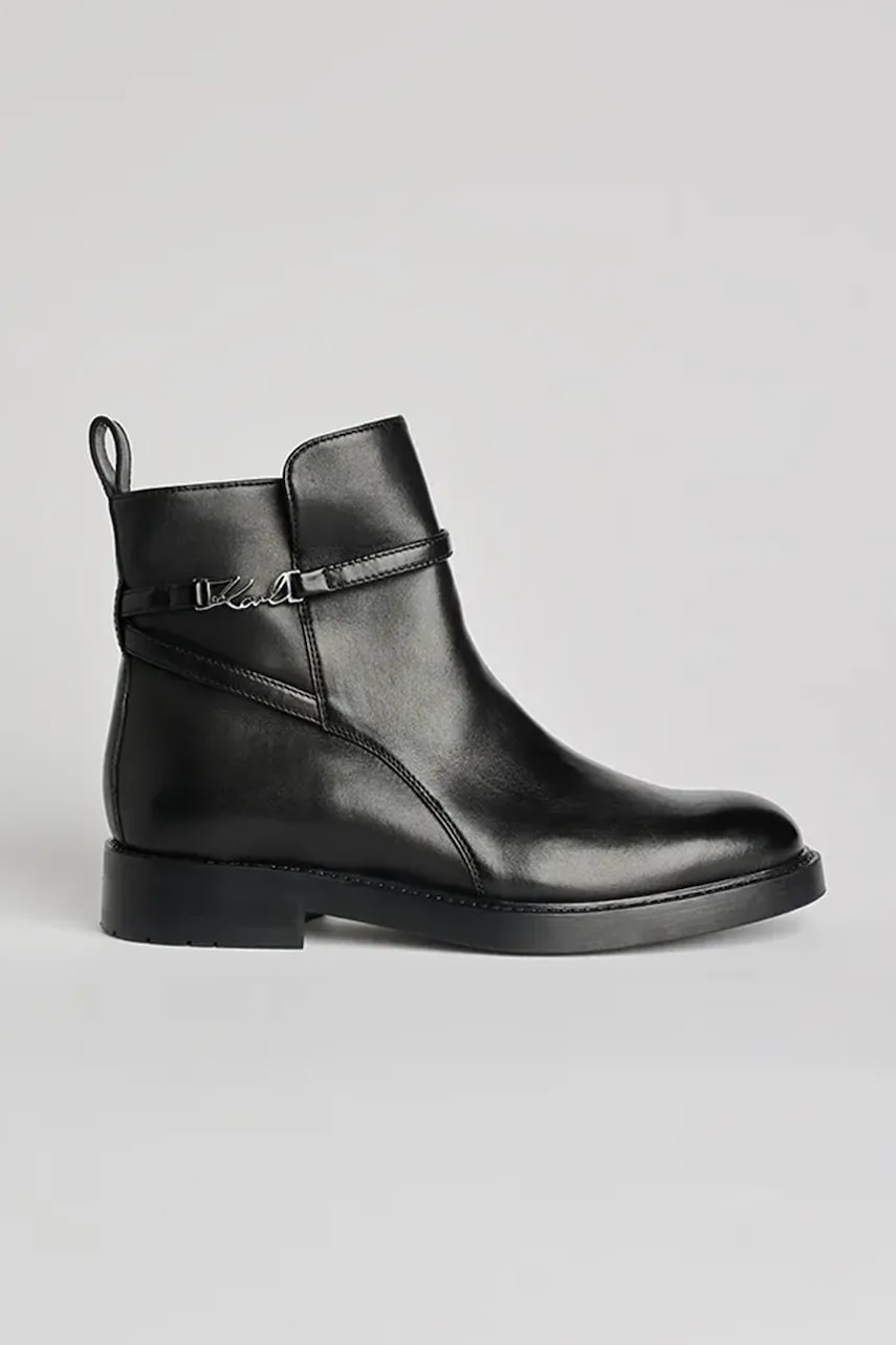 Karl Lagerfeld cizme de piele BLAKE culoarea negru, cu toc plat, KL41444